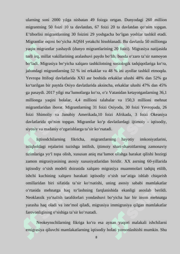 Yevropa Ittifoqi va MDH mamlakatlaridagi zamonaviy migratsiya jarayonlari: qiyosiy tahlil va O'zbekiston siyosati 8