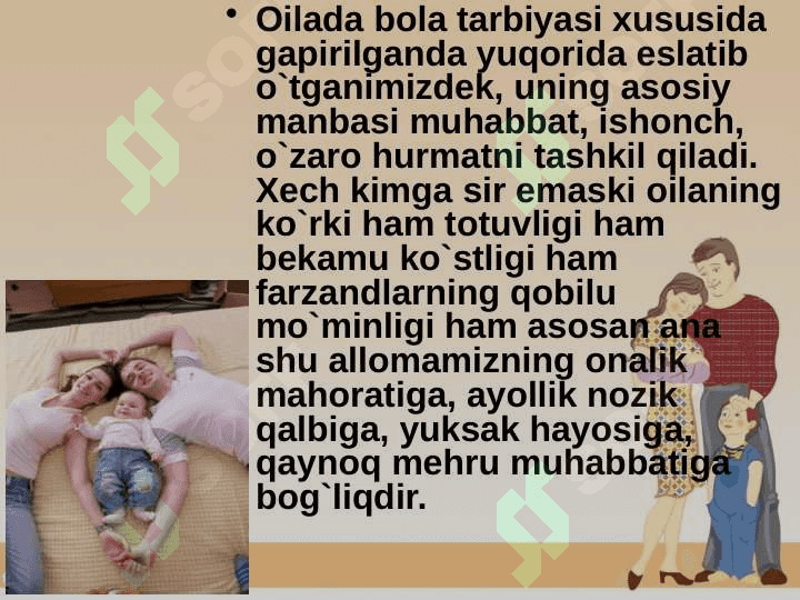 Oilada  dastlabki  beriladigan  ma'naviy-axloqiy tarbiya 7