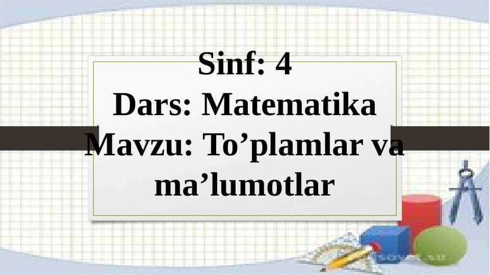 Toplamlar va malumotlar
