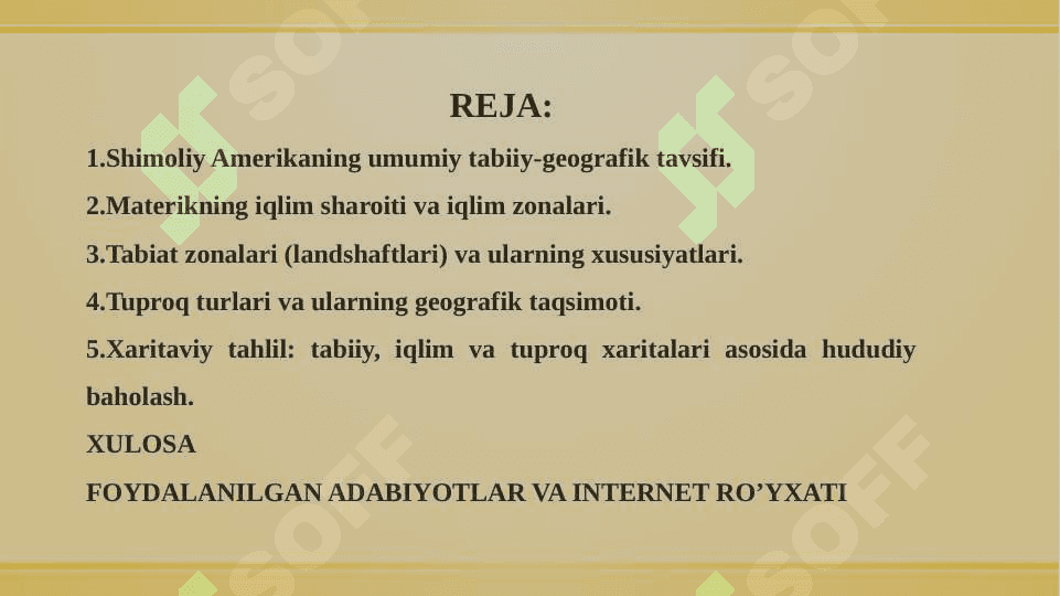 SHIMOLIY AMERIKANING TABIIY, IQLIM, TABIAT ZONALARI, TUPROQ XARITALARI 2