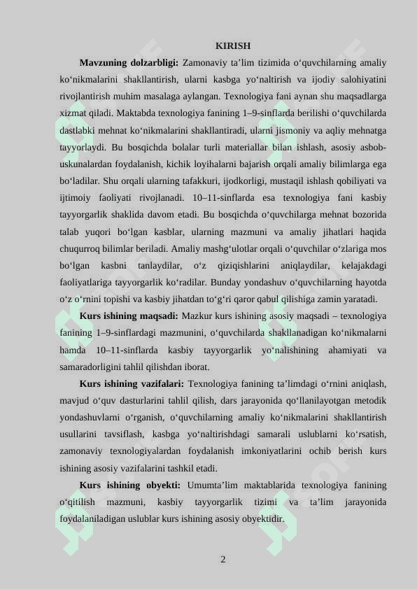 TEXNOLOGIYA FANINING MAZMUNI VA AHAMIYATI 2