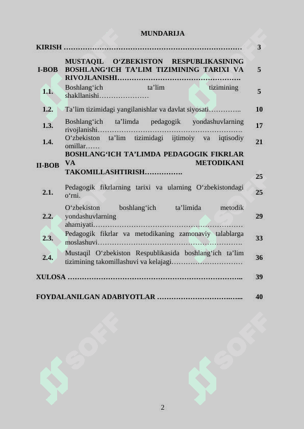 MUSTAQIL O‘ZBEKISTON RESPUBLIKASINING BOSHLANG‘ICH TA’LIM TIZIMINING TARIXI VA RIVOJLANISHI 2