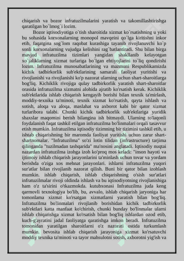 Infratuzilmaning mohiyati, tarkibi va turkumlashtirilishi 5