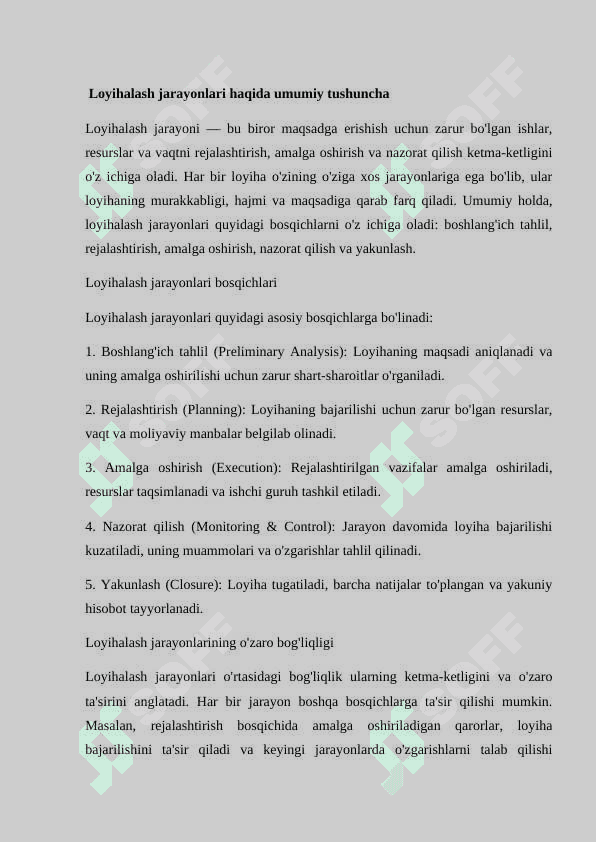 Loyihalash jarayonlari va ularning bog'liqligi 3