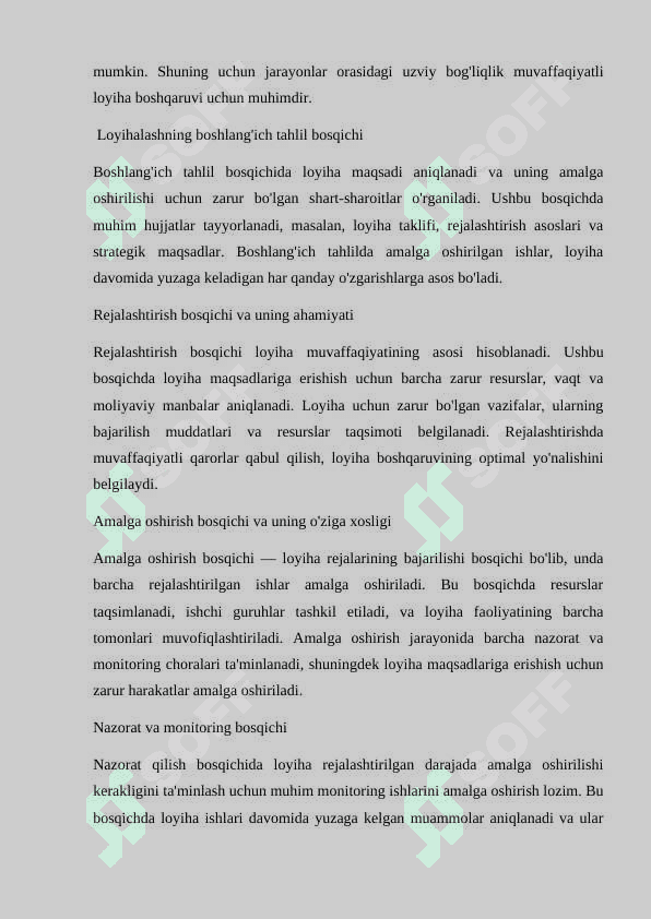 Loyihalash jarayonlari va ularning bog'liqligi 4