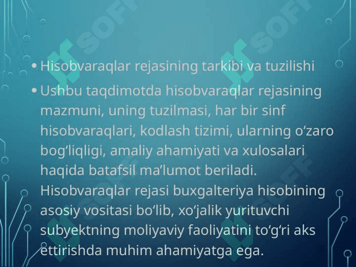 Hisobvaraqlar rejasining tarkibi va tuzilishi 3
