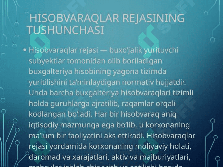 Hisobvaraqlar rejasining tarkibi va tuzilishi 4