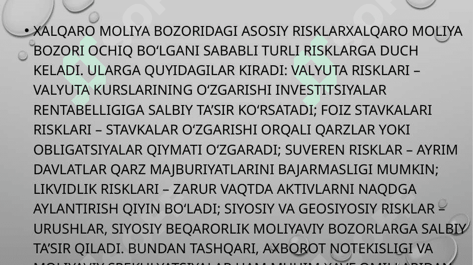 Xalqaro moliya bozorini tartibga solish usullari va mexanizmlari 8