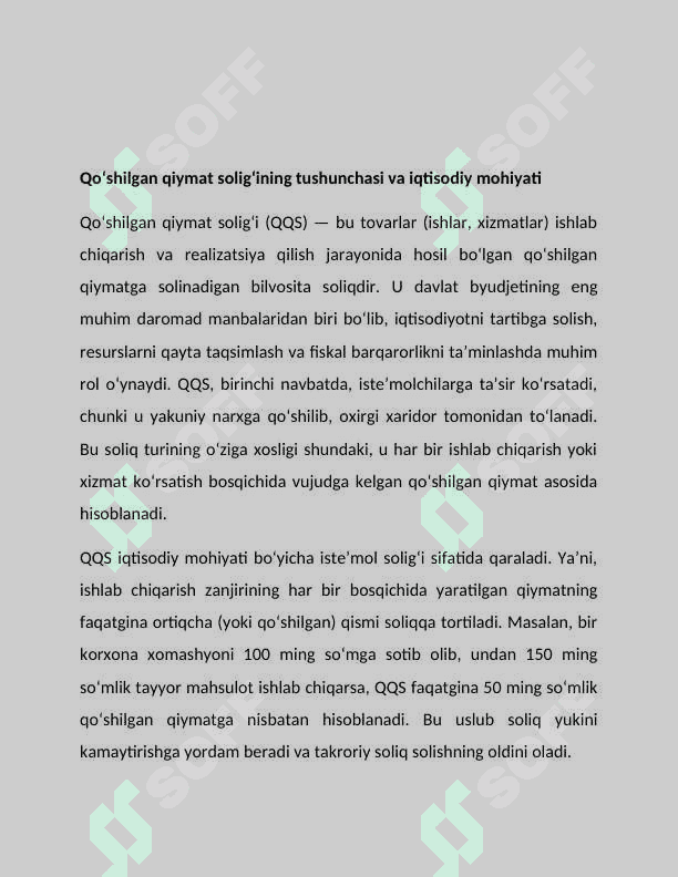 Qo'shilgan qiymat solig'ining iqtisodiy mohiyati va hisoblash usullari 3