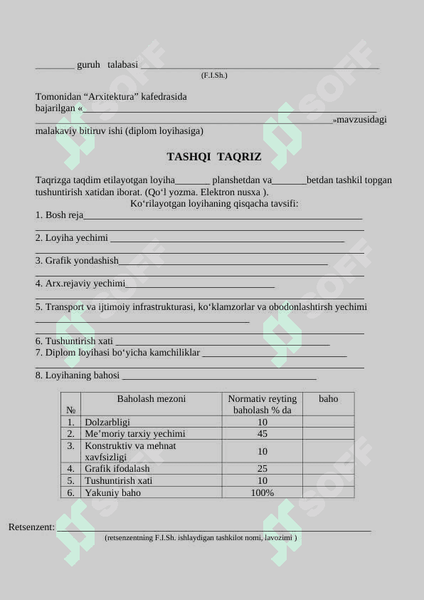 Битирув ишига тақризлар 2