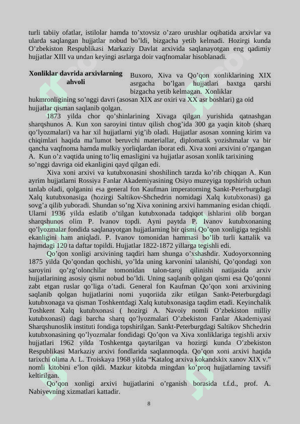 Arxivshunoslik 8