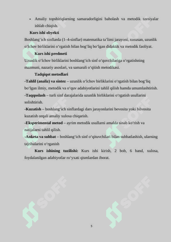1-4 SINFLARDA UZUNLIK O‘LCHOV BIRIKLARINI O‘RGATISH METODIKASI 5