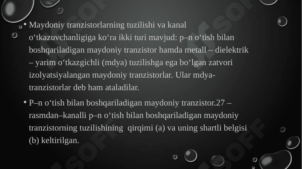 Maydoniy tranzistorlar (MT). Integral mikrosxemalar 3