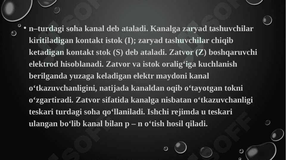 Maydoniy tranzistorlar (MT). Integral mikrosxemalar 5