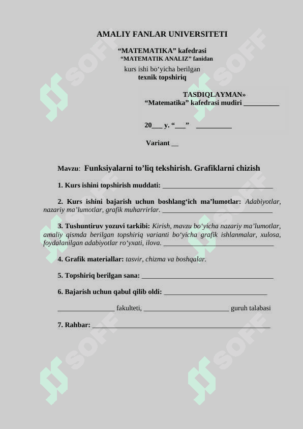 Funksiyalarni to’liq tekshirish. Grafiklarni chizish 2
