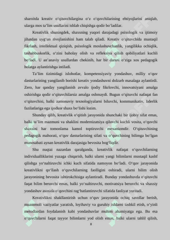 O‘qitishda kreativlik va innovatsiya 8