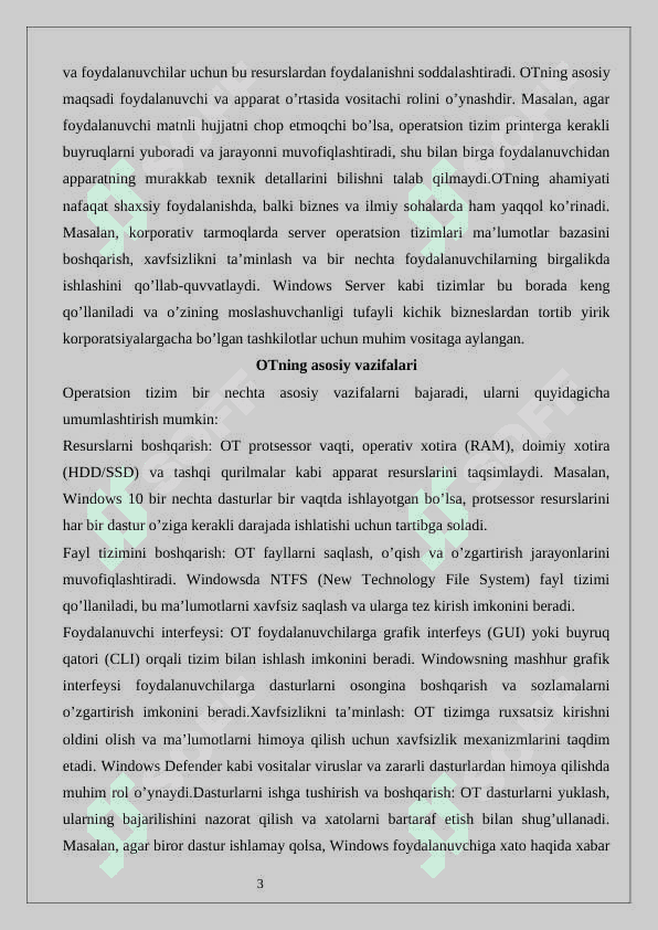 OT turlari. Windows OT turlari. 3