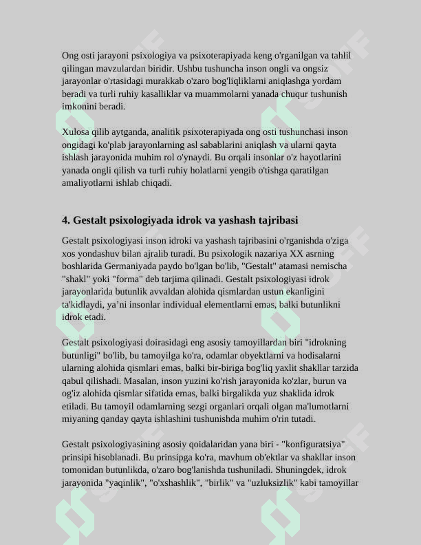 ANALITIK PSIXOTERAPIYA.GESHTALD PSIXOLOGIYA 8