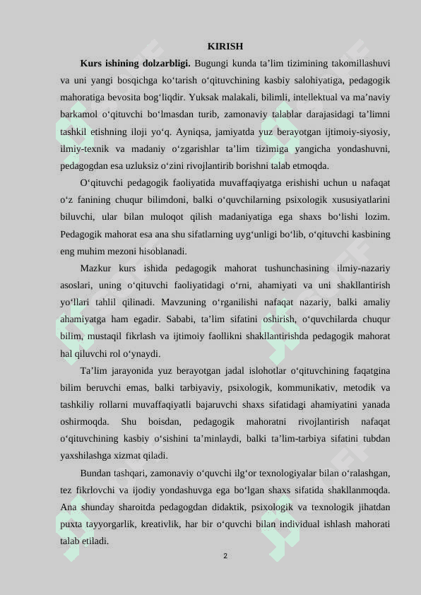 Pedagogik mahorat haqida tushuncha, uning o‘qituvchi faoliyatida tutgan o‘rnin va ahamiyati 2