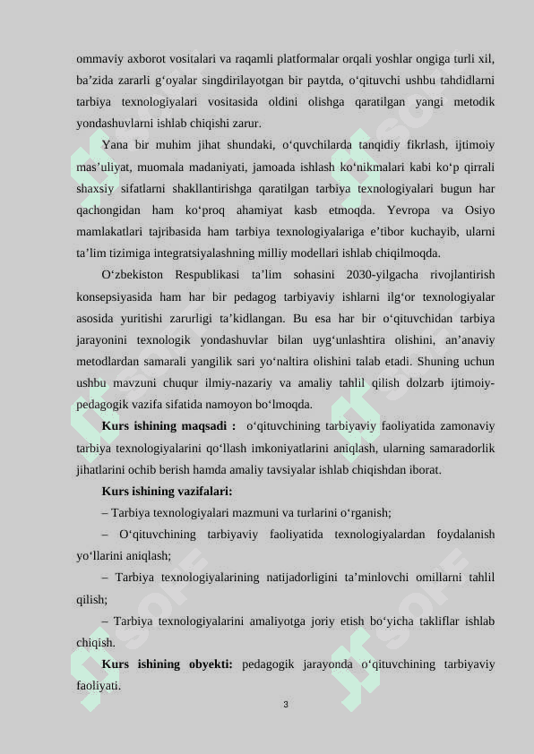 O‘qituvchining tarbiya texnologiyalari asosida faoliyat olib borishi 3