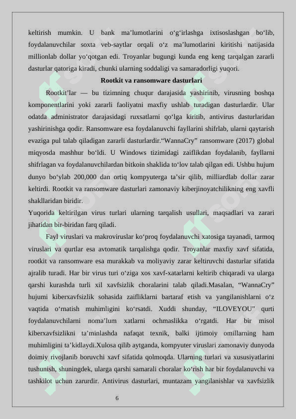 Virusning kompyuterga tushish sabablari va undan himoya qilish usullarini o’rganish. 6