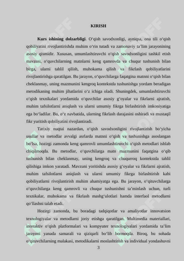 UMUMLASHTIRUVCHI OʻQISH SAVODXONLIGI DARSLARINI TASHKIL ETISH 3