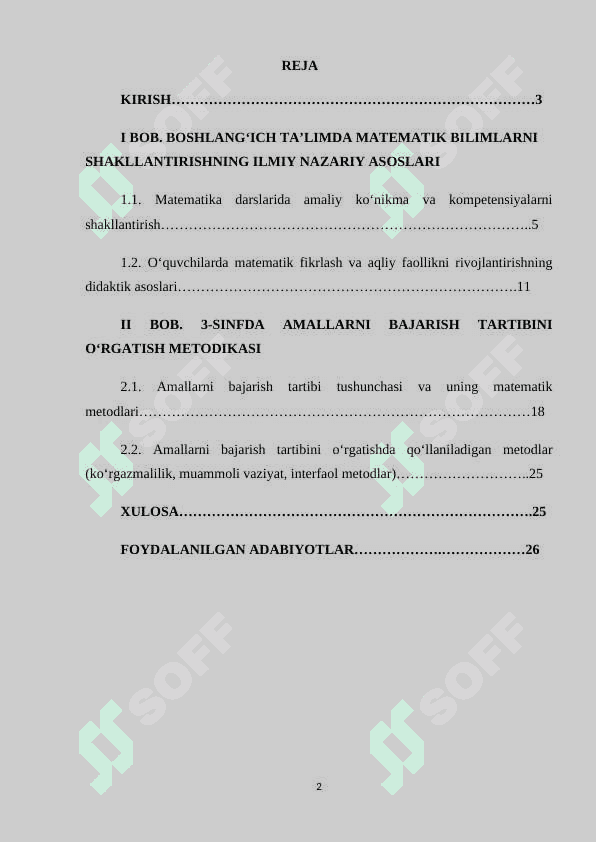 3-SINF MATEMATIKA DARSLARIDA O‘QUVCHILARIGA AMALLARNI BAJARISH TARTIBINI O‘RGATISH METODIKASI 2