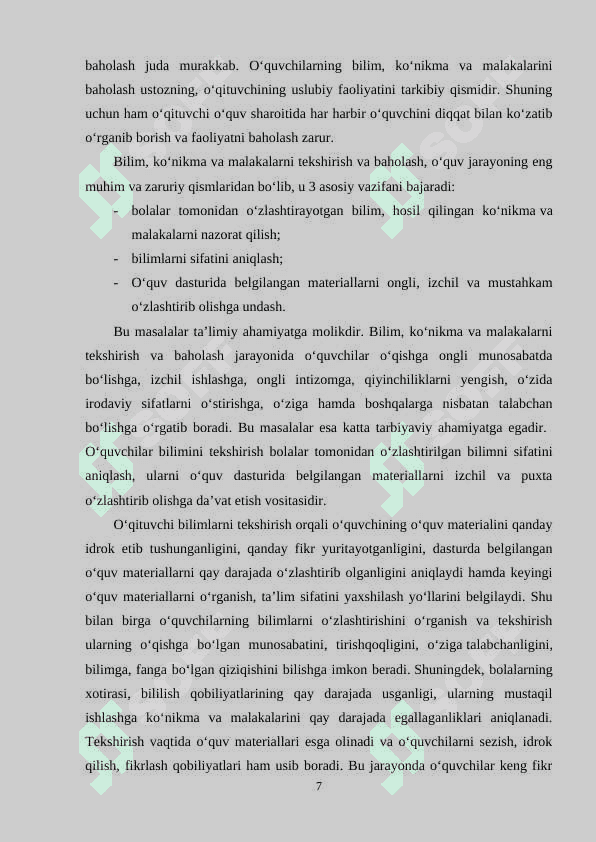 Boshlangʻich sinf oʻquvchilarining ona tilidan bilimini tekshirish usullari 7