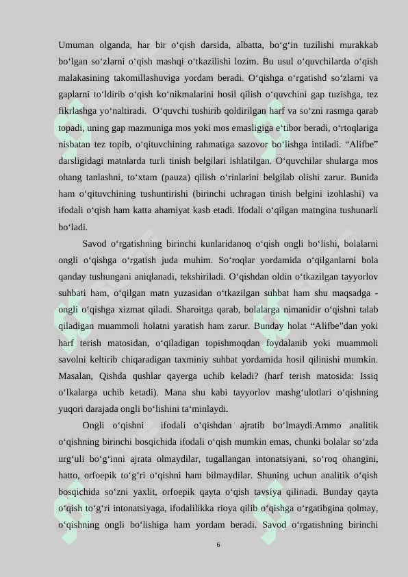 O‘quvchilarni savod o‘rgatishga tayyorlov va asosiy davrida nutq o‘stirish metodikasi 7