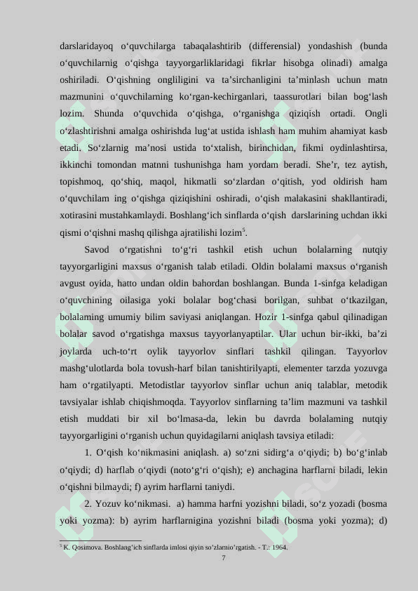 O‘quvchilarni savod o‘rgatishga tayyorlov va asosiy davrida nutq o‘stirish metodikasi 8