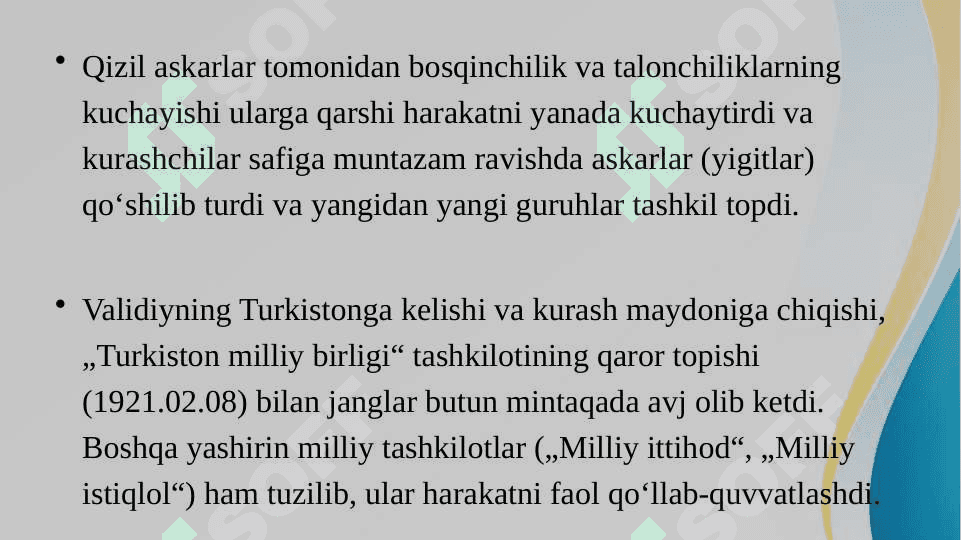 BOLSHEVIKLARNING MUSTABIT TUZIMGA QARSHI ISTILOCHILIK HARAKATI 8