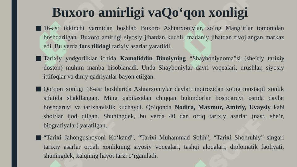 Markaziy osiyoning xvi-xix asr yozma yodgorliklari 5
