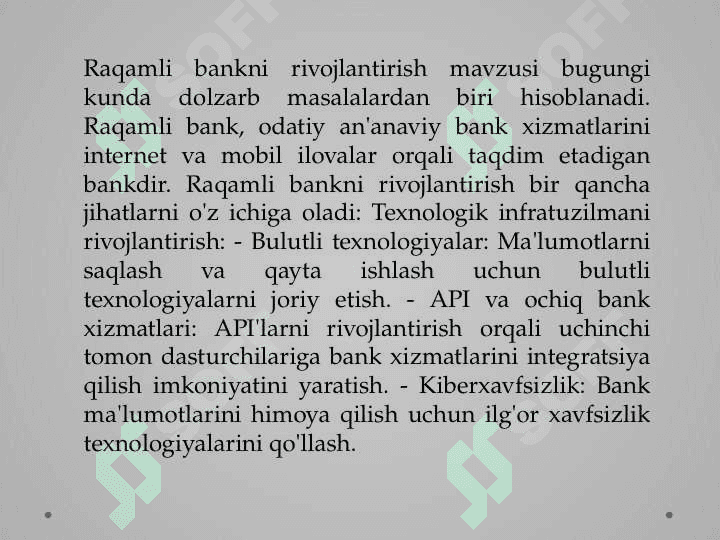 RAQAMLI BANKLARNI NAZORAT QILISH TARTIBGA SOLISH VA XAVFSIZLIGI 5
