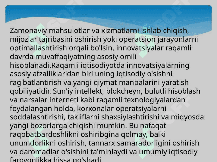 RAQAMLI MAHSULOTLAR VA INNOVATSIYALAR 5