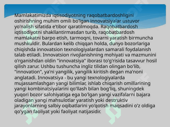 RAQAMLI MAHSULOTLAR VA INNOVATSIYALAR 8