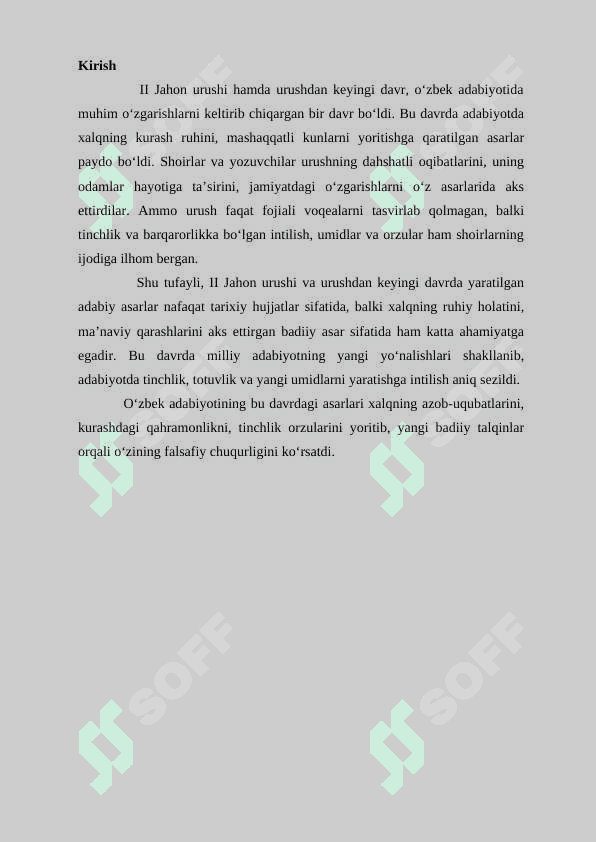 II jahon urushidan keyingi davr o'zbek adabiyotini tahlil qilish 3