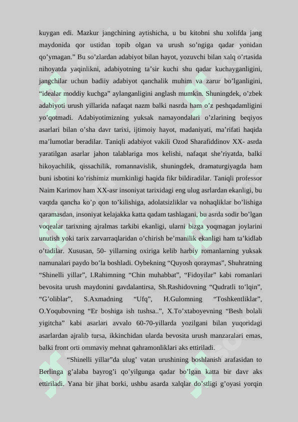 II jahon urushidan keyingi davr o'zbek adabiyotini tahlil qilish 6