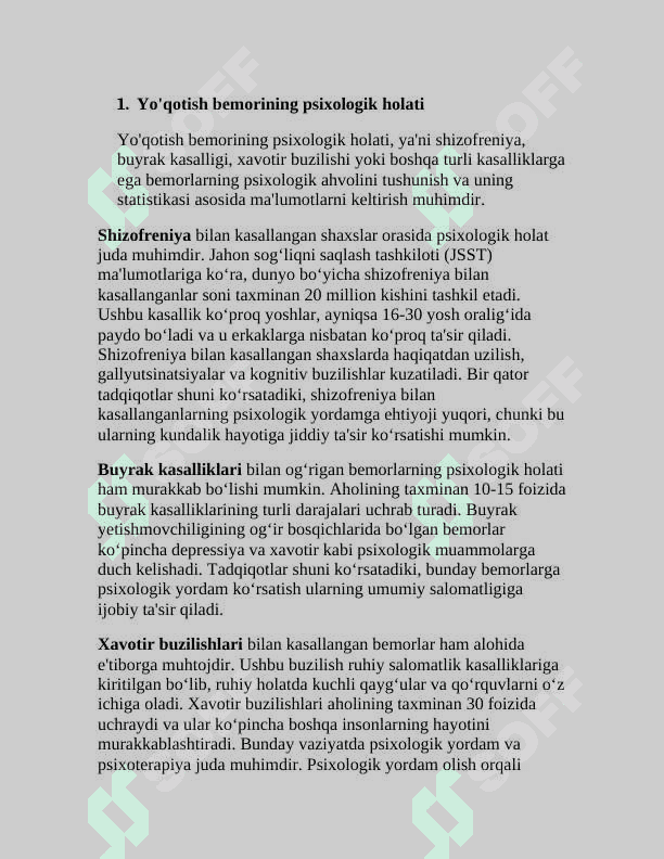 YOQOTISH BEMOR HOLATINI OZIGA YOKOTISH 3