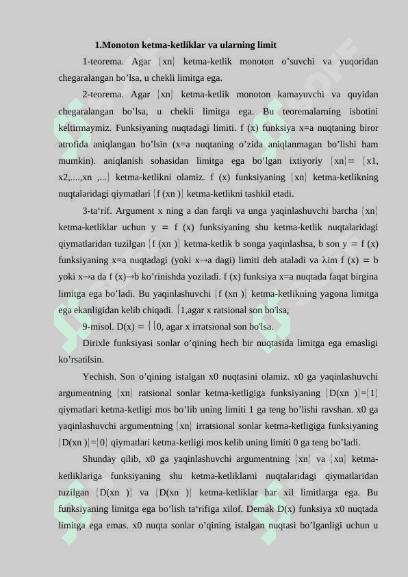 Monoton ketma-ketliklar va ularning limit 3