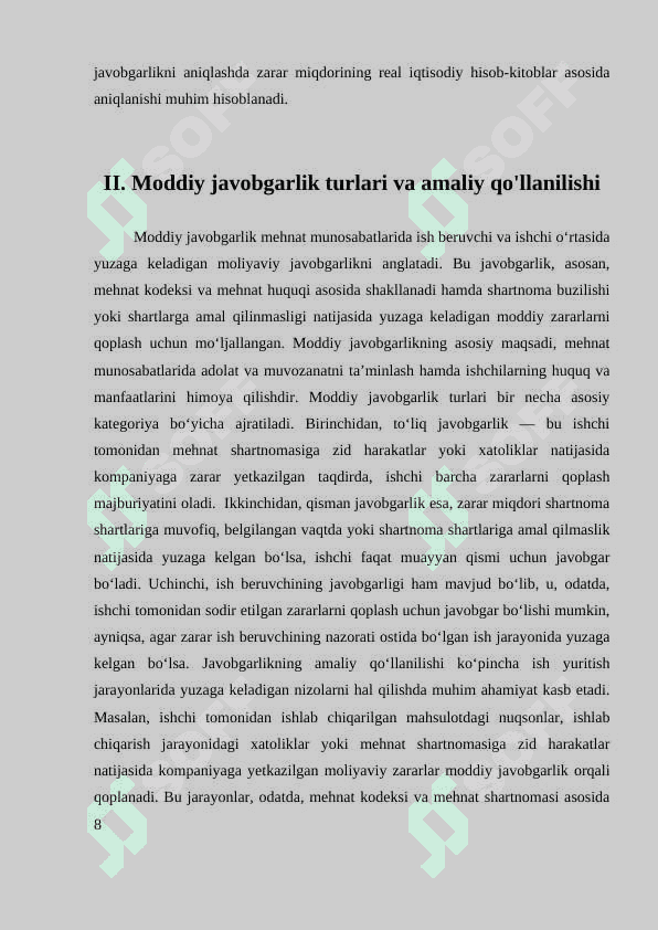 MEHNAT MUNOSABATLARIDA MODDIY JAVOBGARLIK 8