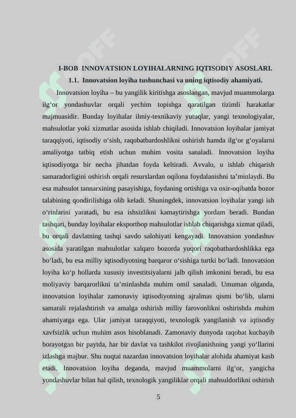 INNOVATSION LOYIHALARNI IQTISODIY TAHLIL QILISH 5