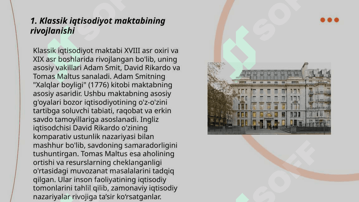Classic iqtisodiyot maktabining tola shakillanishi 3