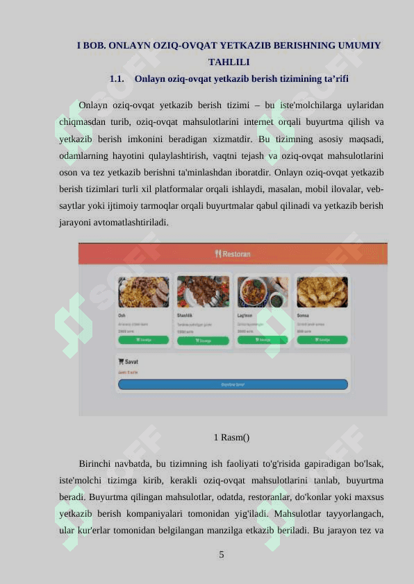 ONLAYN OZIQ-OVQAT YETKAZIB BERISH(RESTORAN MENYU VA BUYURTMA 5