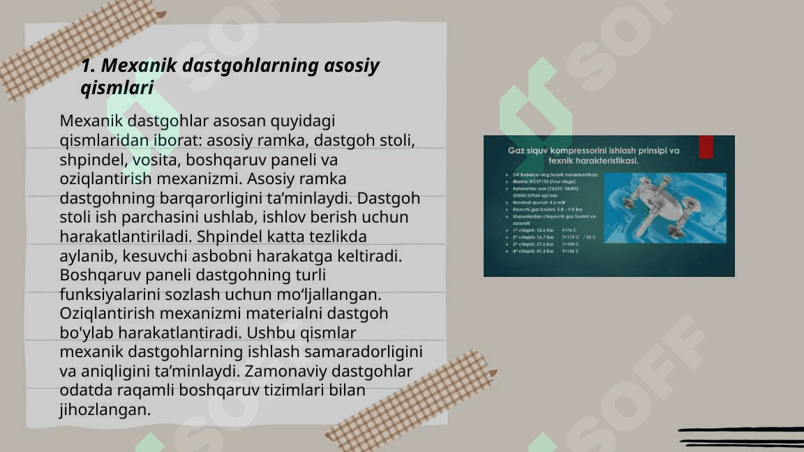 Algofabrika  mexanik dastgohlarining tuzulishi va ishlash prinsipi 3