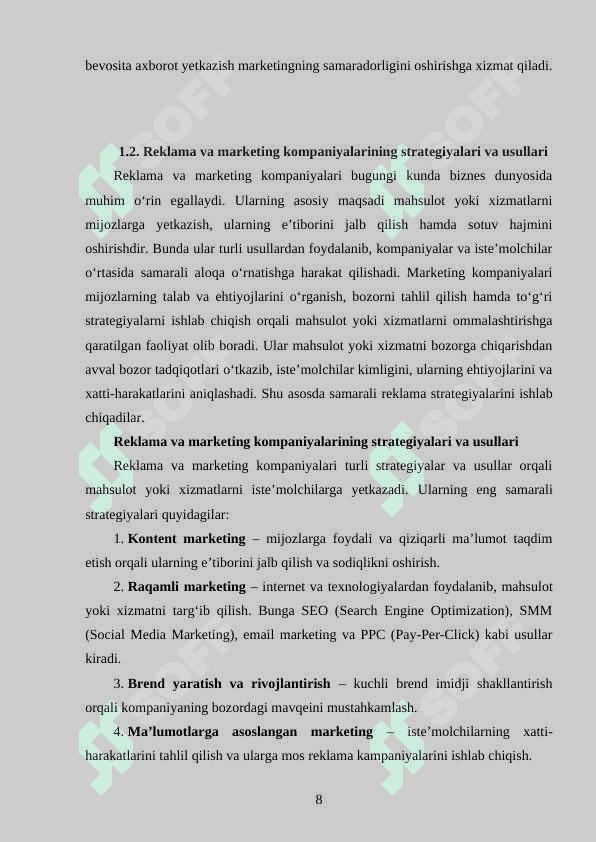 REKLAMA VA MARKETING KOMPANIYALARI TIZIMI 8