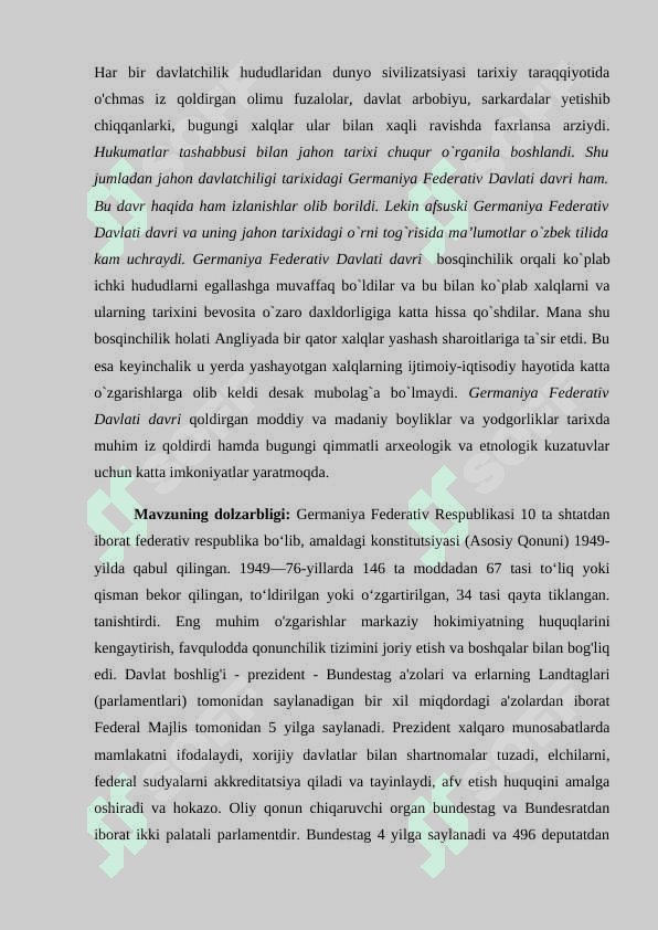 Germaniya Federativ Respublikasining tashkil topishi. Bonn 4