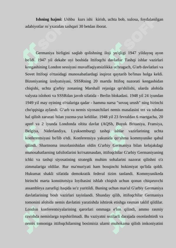 Germaniya Federativ Respublikasining tashkil topishi. Bonn 7