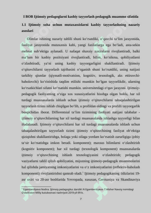 Ijtimoiy pedagog kasbiy faoliyatining o‘ziga xosligi 7