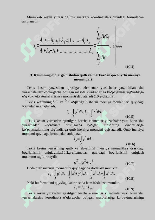 Tekis kesim geometrik xarakteristikalari 3