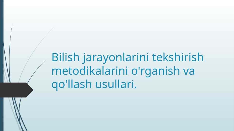 Bilish jarayonlarini tekshirish metodikalarini organish va qollash usullari
